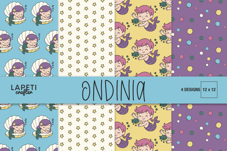 Mermaid Party Digital Paper, Mermaid Birthday Backgrounds