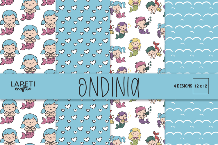 Mermaid Scrapbook Paper, Baby Girl Memory Keeping Background