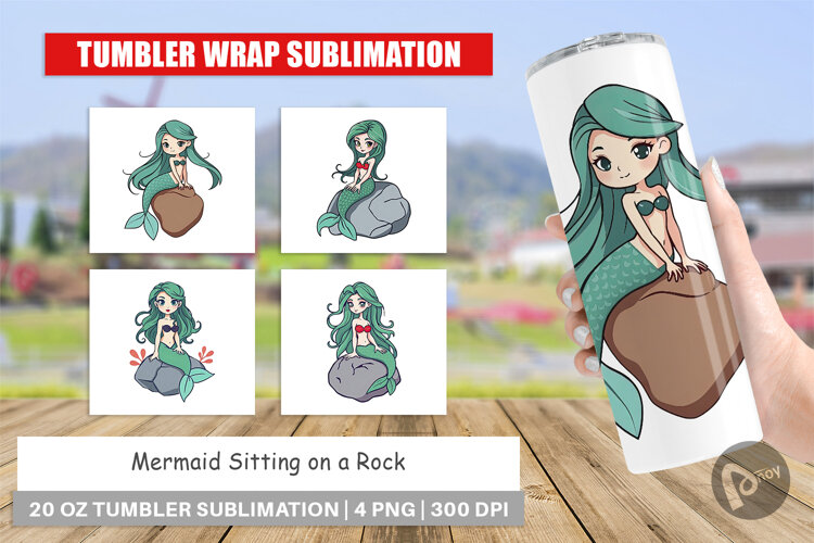 Tumbler Mermaid on Rock example image 1
