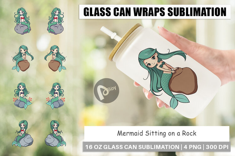 Glass Can Mermaid on Rock example image 1