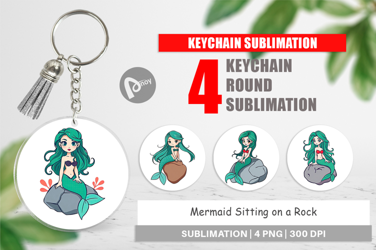 Keychain Mermaid on Rock