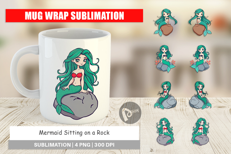 Mug Wrap Mermaid on Rock