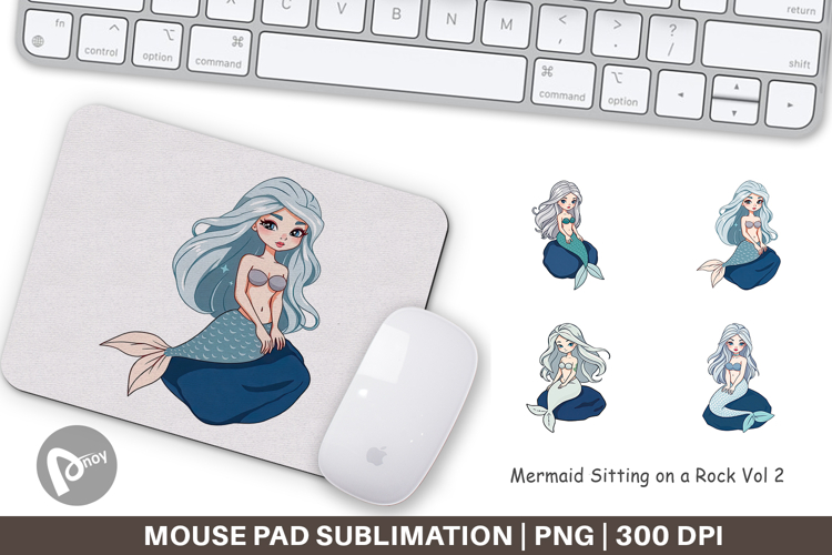 Mouse Pad Mermaid on Rock