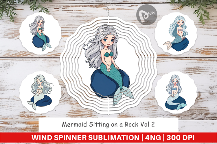 Wind Spinner Mermaid on Rock
