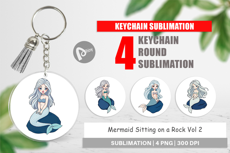 Keychain Mermaid on Rock
