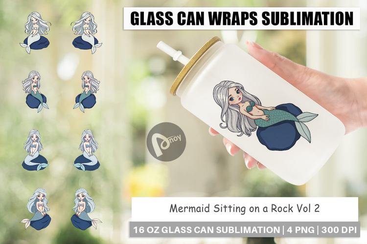 Glass Can Mermaid on Rock
