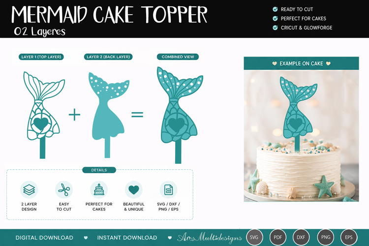 Mermaid Cake Topper SVG