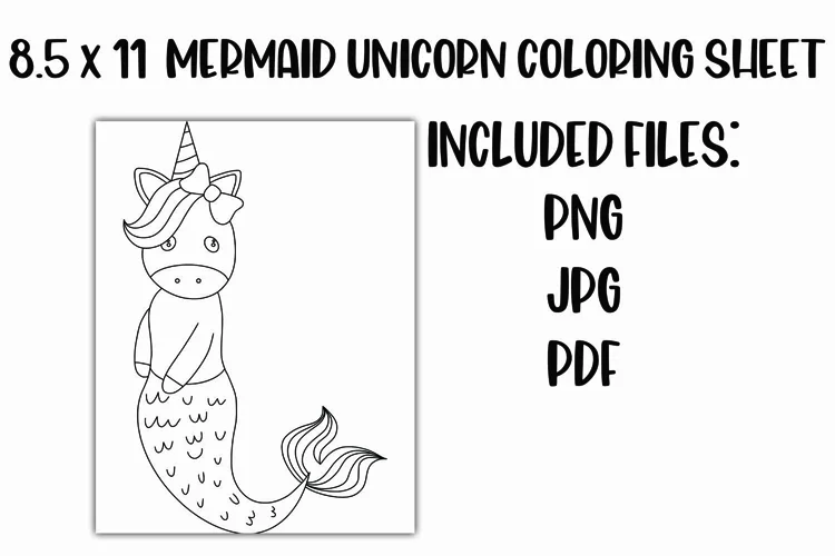 Mermaid Unicorn Kids' Coloring Sheet