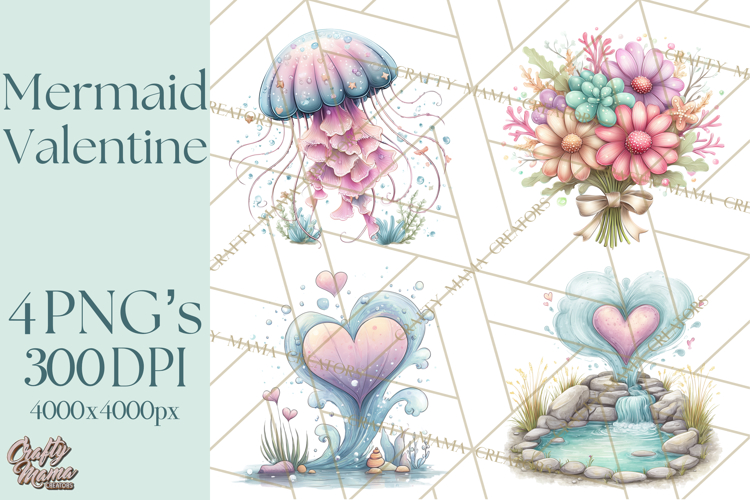 Under the Sea Sweethearts Clipart PNG, Mermaid Ocean Love