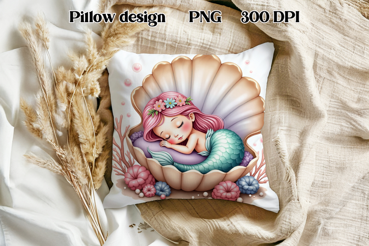 Cute mermaid pillow sublimation | Ocean summer sublimation