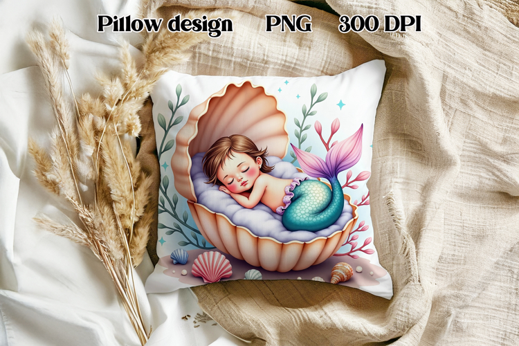 Cute mermaid pillow sublimation | Ocean summer sublimation