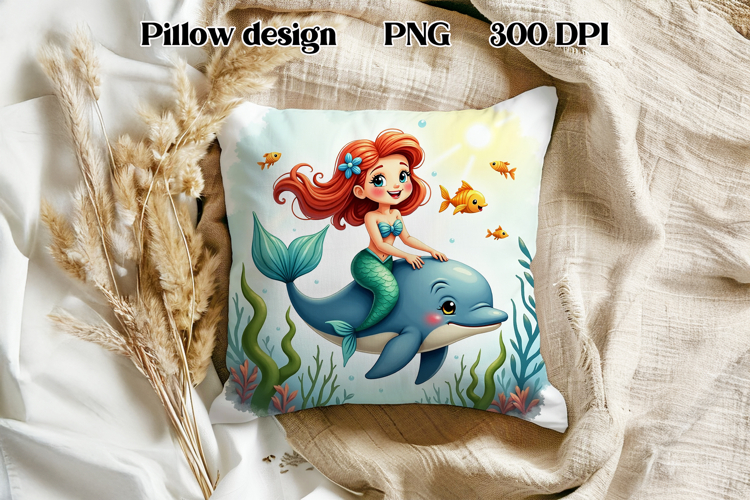 Cute mermaid pillow sublimation | Ocean summer sublimation