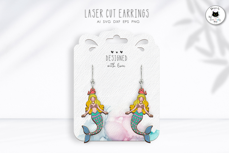 Mermaid Dangling Earrings | Summer Earrings SVG