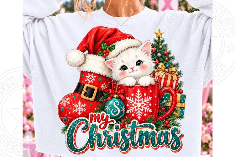 Merry 1st Christmas Cat PNG example image 1