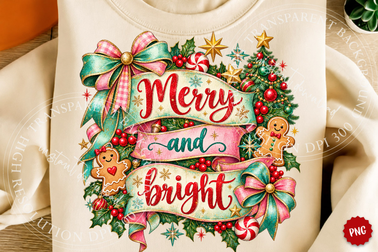 Merry and Bright Christmas PNG