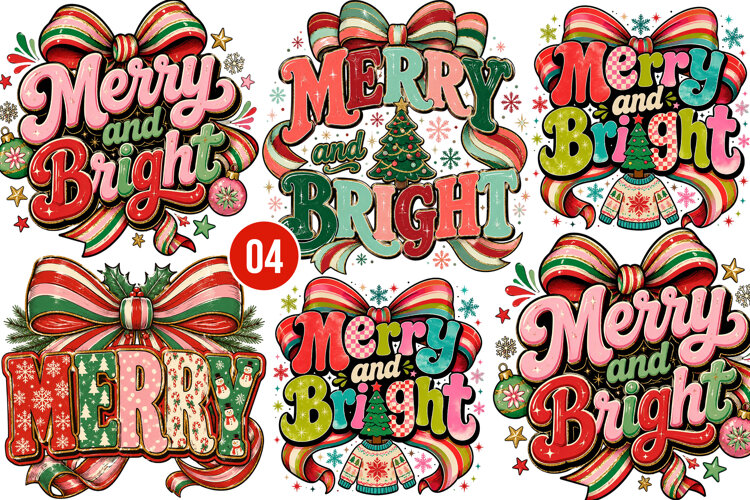 Merry and bright PNG, Preppy Merry Christmas Png example image 1