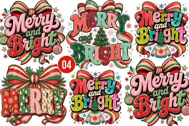 Merry and bright PNG, Preppy Merry Christmas Png
