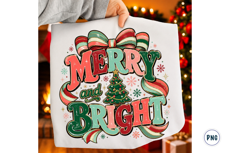 Merry and bright PNG, Preppy Merry Christmas Png