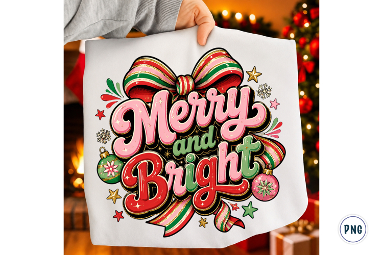 Merry and bright PNG, Preppy Merry Christmas Png