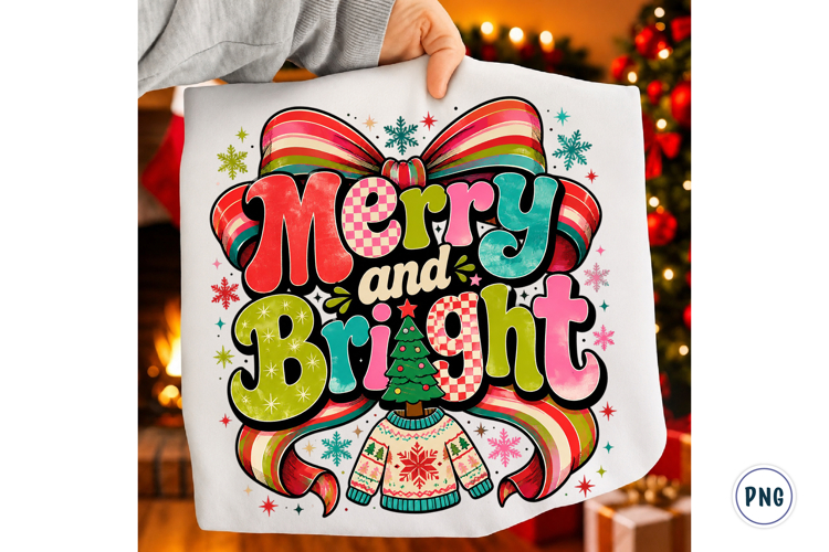 Merry and bright PNG, Preppy Merry Christmas Png