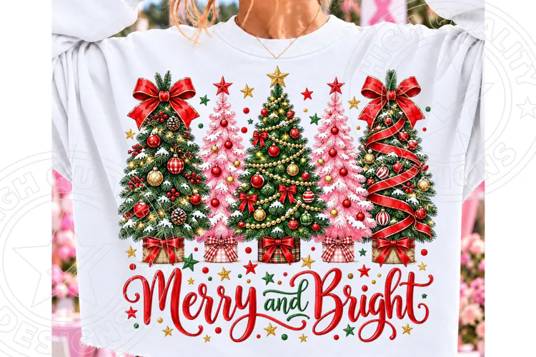 Merry and Bright PNG, Preppy Merry Coquette Christmas PNG