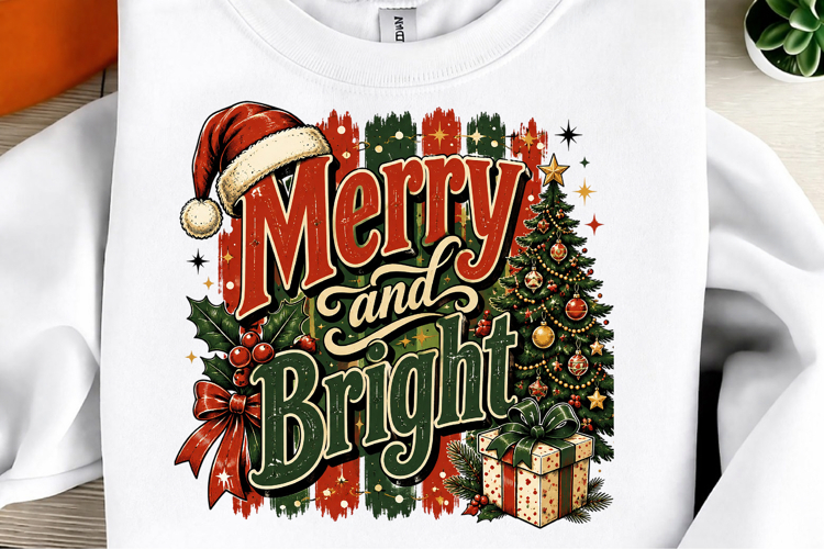 Merry And Bright Trendy Stripes Christmas Tree PNG