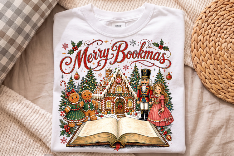 Merry Bookmas Christmas PNG - Gingerbread House Design