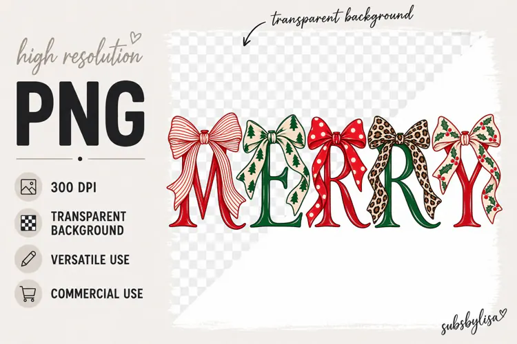 Merry png, Christmas Bow png