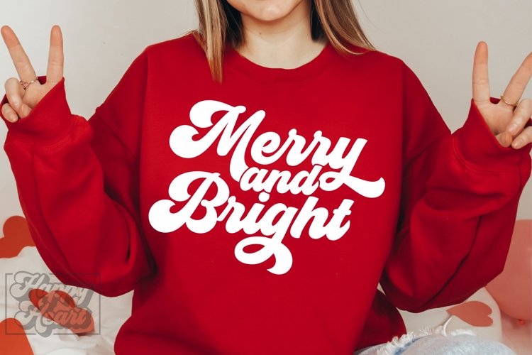 Merry and Bright SVG - Christmas Holiday Shirt Sign PNG