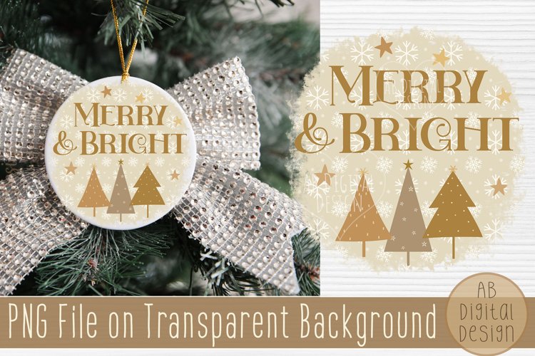 Merry and Bright Christmas Sublimation Design | PNG