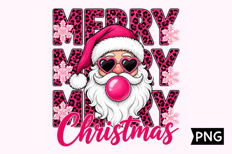 Merry Bubblegum Santa Leopard Christmas
