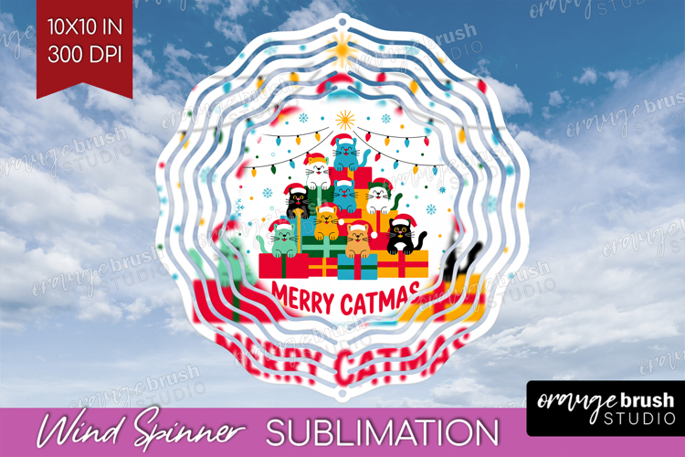 Merry Catmas Xmas Wind Spinner Sublimation PNG Christmas
