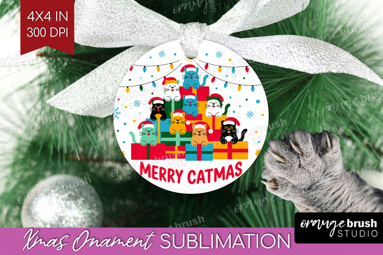Merry Catmas Xmas Ornament PNG Christmas PNG Sublimation