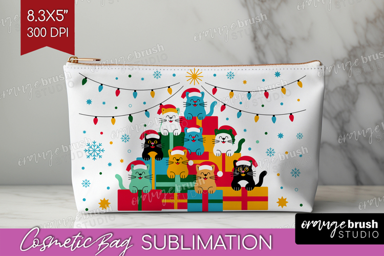 Merry Catmas Xmas Cosmetic Bag Christmas Makeup Bag PNG