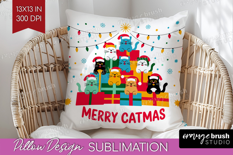 Merry Catmas Xmas Pillow Sublimation Christmas Pillow Cover