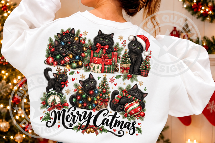 Merry Catmas, Christmas Cats Sublimation PNG