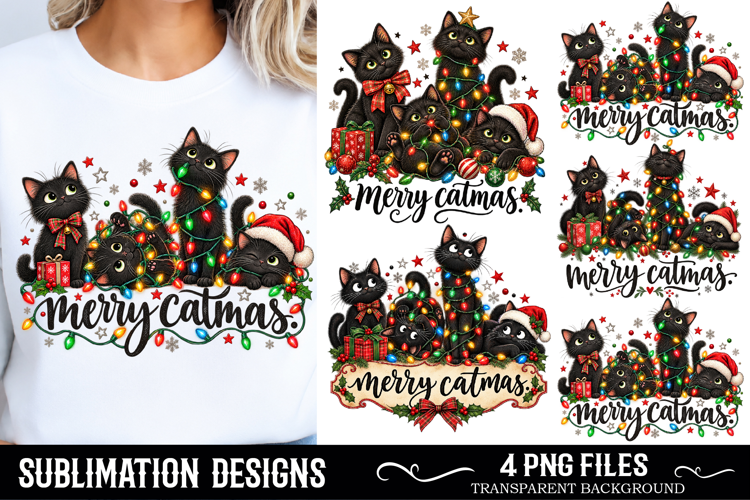 Merry Catmas PNG, Funny Christmas Cat PNG