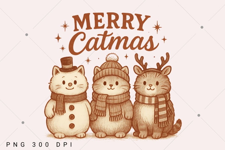 Merry Catmas PNG, Funny Christmas Cat Png, Meowy Christmas