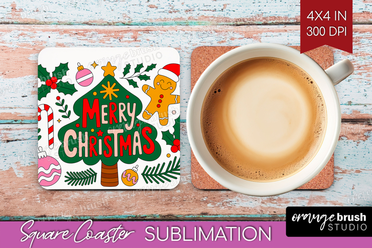 Merry Christmas Xmas Square Coaster Christmas Coaster PNG