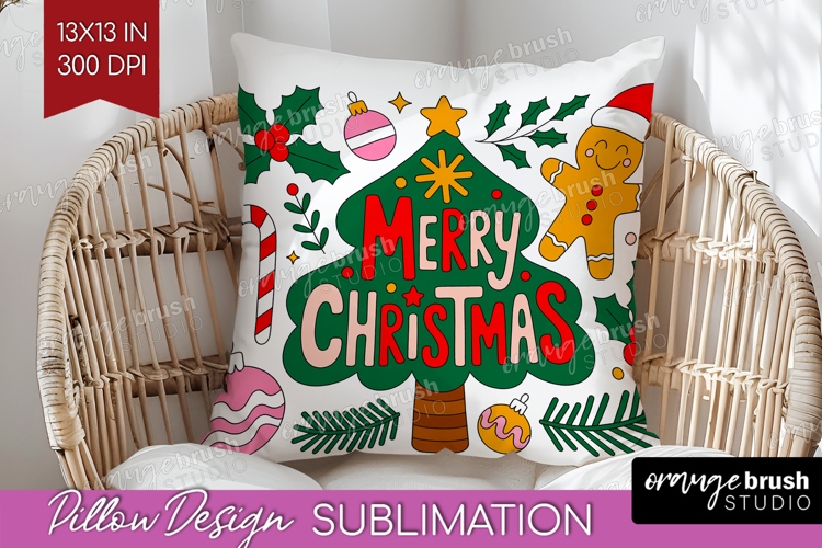 Merry Christmas Xmas Pillow Sublimation Christmas Pillow PNG