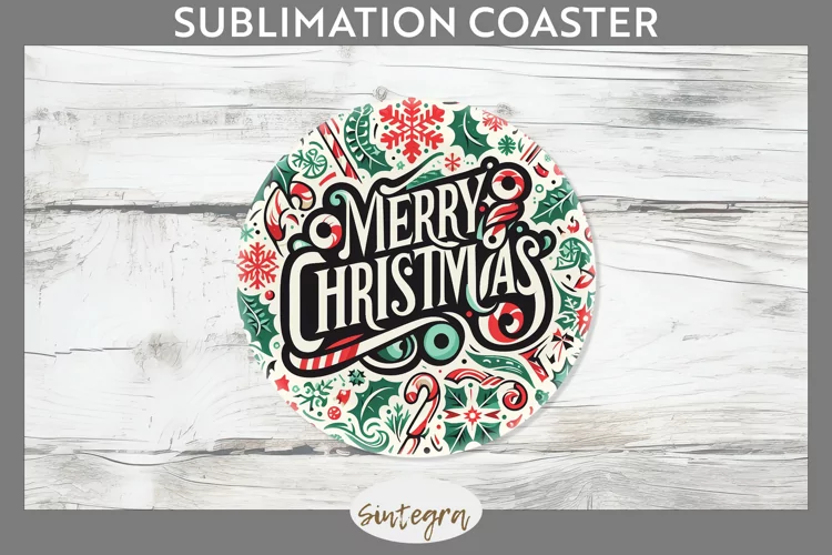 Merry Christmas v2 Round Coaster Sublimation