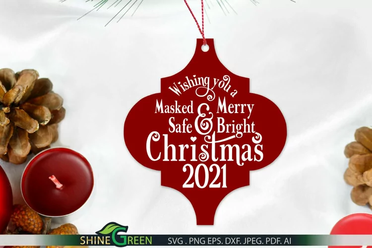 Merry Christmas 2021 SVG Arabesque Ornament SVG Cut File