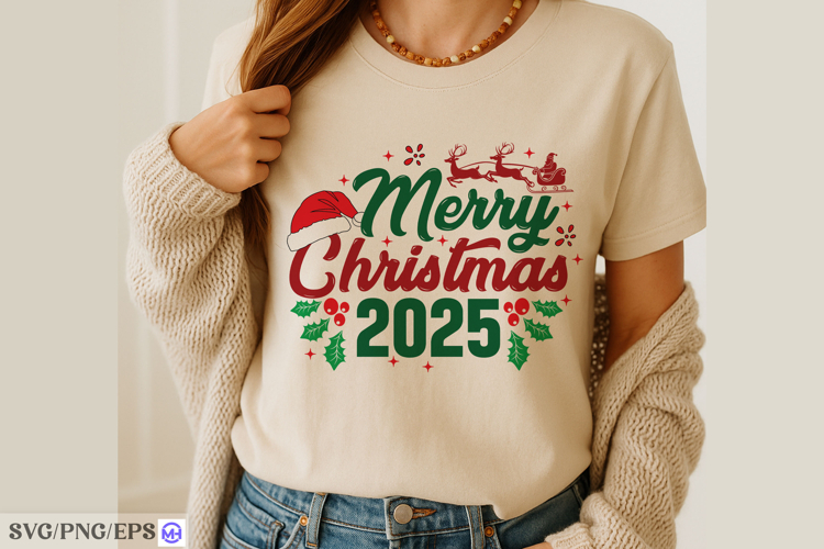 Merry Christmas 2025 SVG Holiday Design for Cricut PNG