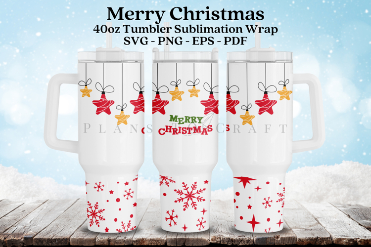 Merry Christmas 40oz Tumbler Sublimation Wrap SVG