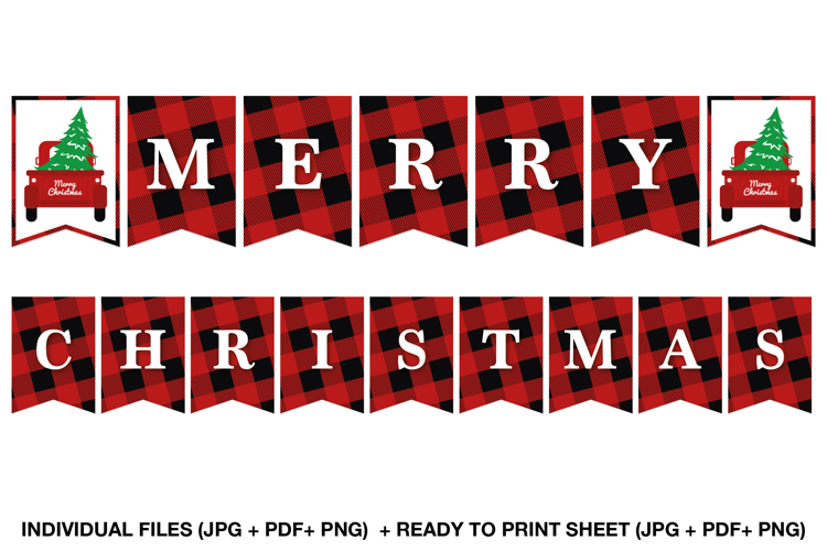 Printable Merry Christmas Banner | Buffalo Plaid Decor