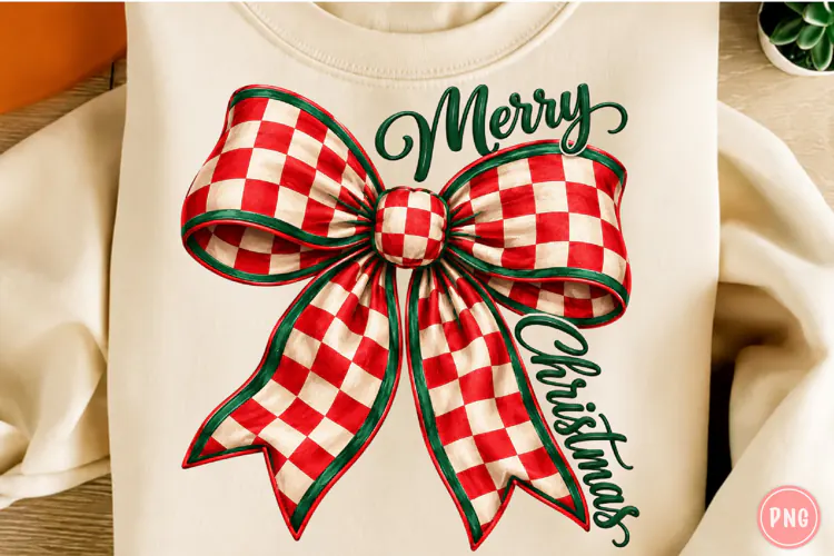 Merry Christmas Bow PNG, Christmas Coquette Sublimation PNG