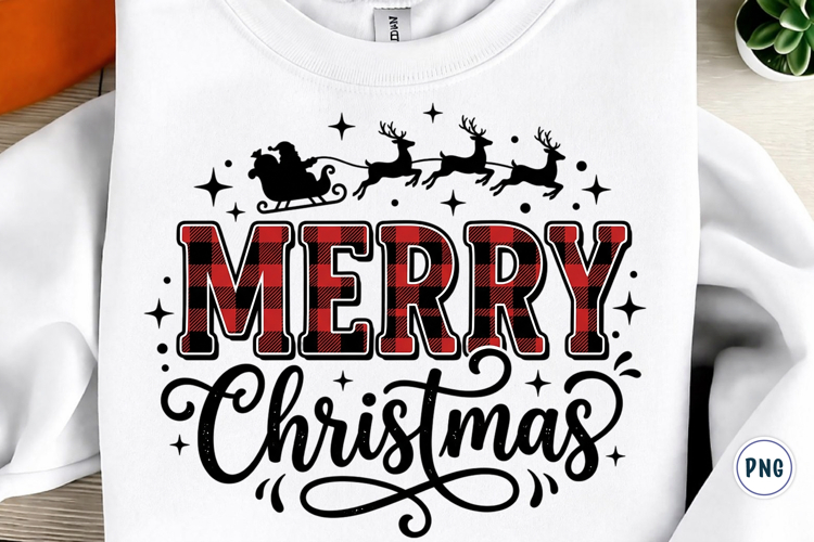 Merry Christmas Buffalo Plaid Png