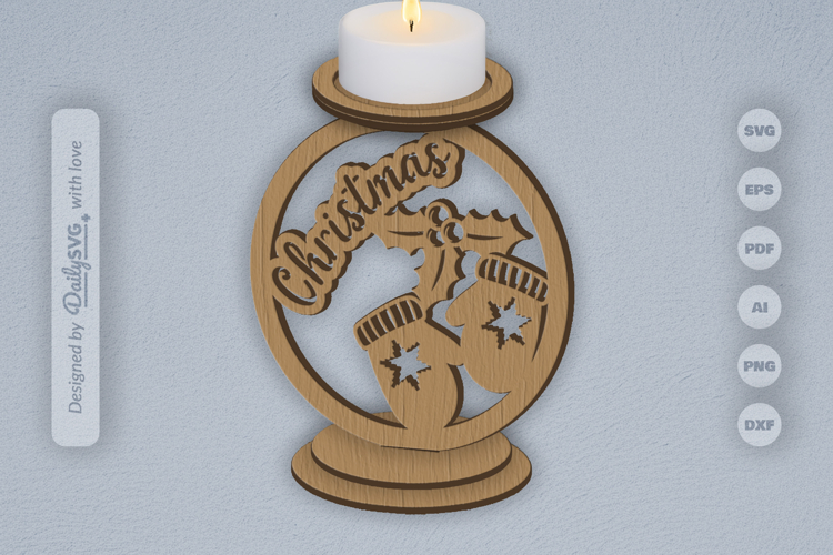 Merry Christmas Candle Holder Laser Cut
