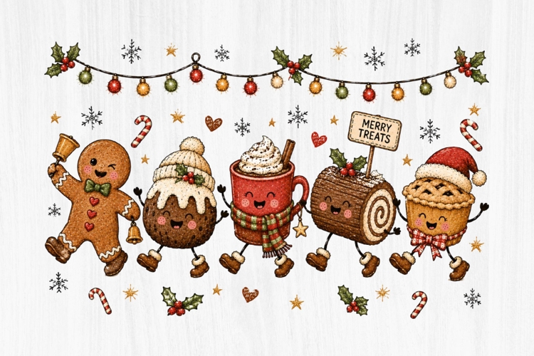 Merry Christmas Dessert Friends Clipart PNG
