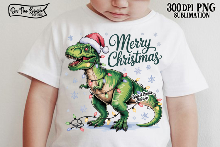 Christmas Dinosaur PNG Christmas Holiday Dino DTF Santa Hat